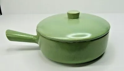 Large Green Vintage La Solana Pottery Stoneware Oven Ware Covered Casserole Pan  • $38.69