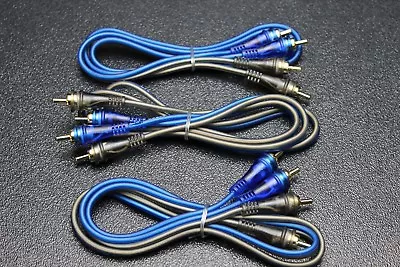 3 Pcs 3 Ft Rca Wire Blue Gray 2 Channel Car Home Audio Interconnect Stereo Bls • $18.95