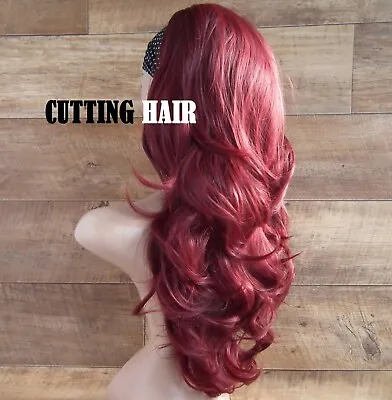 Hot Red Mix 3/4 Wig Half Wig Layered Long Wavy Full Wig 8802-113/118 • £21.99