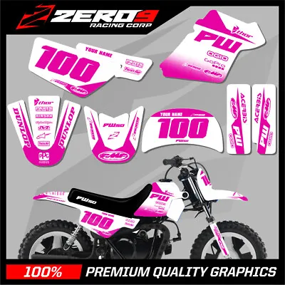 Yamaha Pw 50 Graphics Kit Peewee 50 Graphics Mini Bike Graphics Block Whi/pink • $62.11