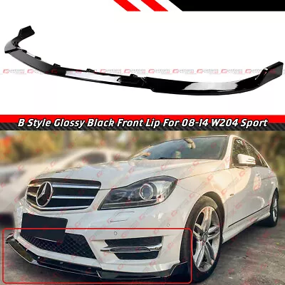 For 2008-14 Mercedes Benz C250 C300 W204 Amg Sport Gloss Black Front Bumper Lip • $52.99