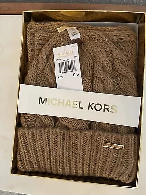 Michael Kors Women's Shaker  Scarf & Beanie Set Camel O/S • $39