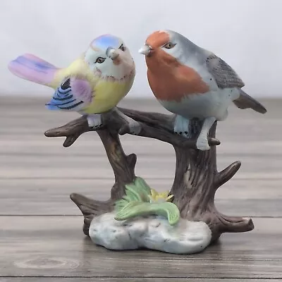 Vintage 2 Baby Birds On Branch 4.5 Inches Tall  Porceline Figurine Painted Decor • $13.95