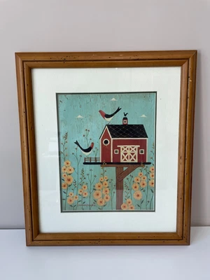 $39.99 • Buy Warren Kimble Wall Art Print Farm Birds Birdhouse Red Barn Framed American Folk