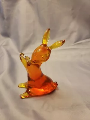 Pilgrim Handblown Art Glass Amber Bunny Figurine 4.5  • $15