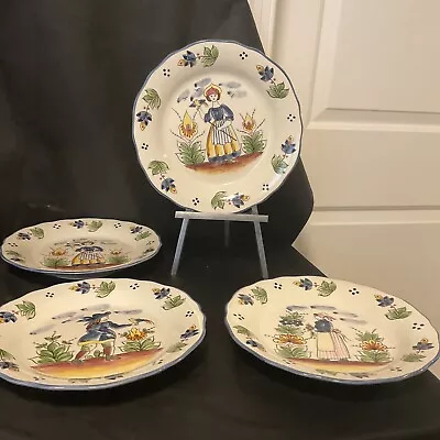 J Willfred Pie T A La Maine Portugal Set Of 4 Hand Painted Plates 9 1/4 In • $36