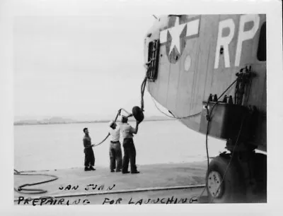 1940s US Navy Airman's Martin PBM Mariner Airplane St Juan PR Photo Launching • $3.99