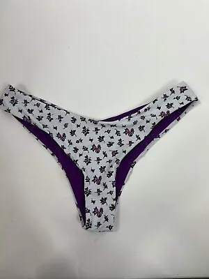 Zaful Bikini Bottom Women's Sz M (6) White Purple Floral • $16.95