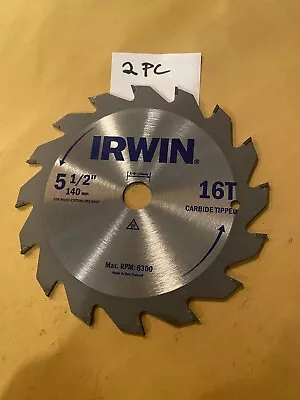 2 Pc 5-1/2   Irwin  Carbide 16 Tooth SAW BLADE 5/8” Hole • $13.99