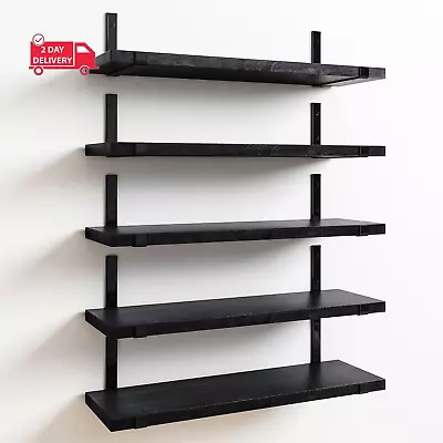 Floating Shelves Set Of 5 Width 4.7 Inches Wall Shelves Rustic Wood Wall Stora • $34.58