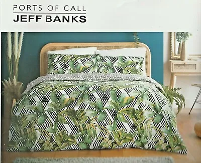 £27.95 • Buy Jeff Banks Duvet Set Geo Palm Print Stripe Ports Of Call Including 2 Pillowcases
