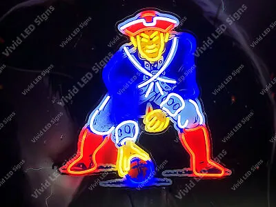 New England Patriots Man Cave 24 X24  Vivid LED Neon Sign Light Lamp With Dimmer • $249.99
