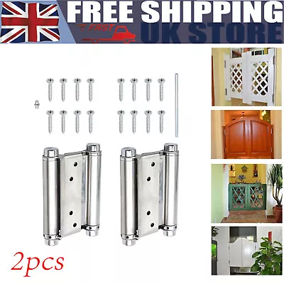 2X 4'' Double Action Spring Hinges Swing Door Gate Saloon Kitchen With Screws • £14.55