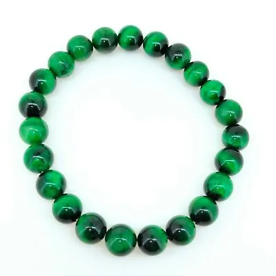 8 MM Natural Green Tiger's Eye Beads Crystal Powerful Stretchy Bracelet 7.8 Inch • $10.19