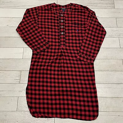 Polo Ralph Lauren Flannel Nightshirt Men's Medium Red Black Buffalo Plaid • $15.26