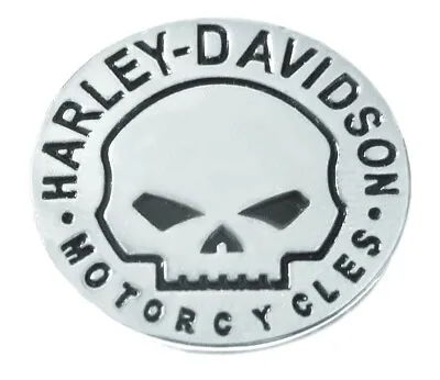 £2.94 • Buy Harley Davidson Skull Bright Chrome Plate Metal Pin Badge Motorcycle Biker  20mm