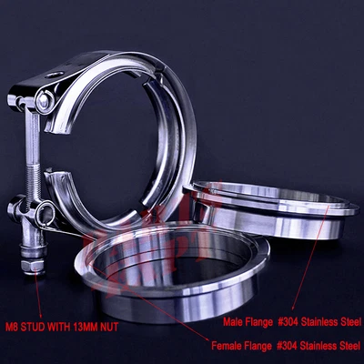 $18.99 • Buy 4inch V-band Clamp 4  Stainless Steel Flange Male-Female For Exhaust Downpipe