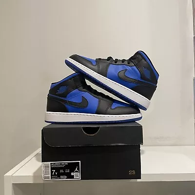 Jordan 1 Mid ‘black Royal Blue (gs)’ [size 7y] • $80