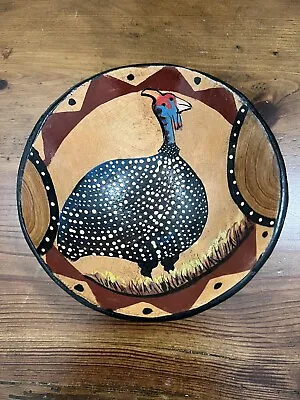 Vintage Folk Art Wood Hand Painted Guinea Hin Bowl 6” Wide • $21.99