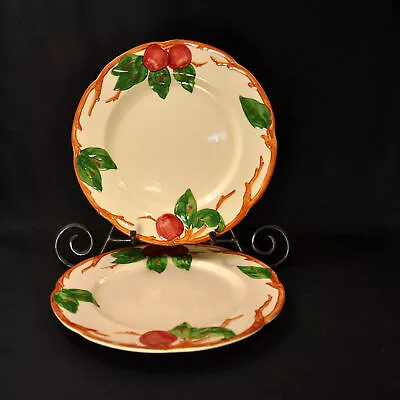 Franciscan Apple Set 2 Luncheon Plates 9 5/8  Red Green Brown TV Mark 1958-1966 • £39.50