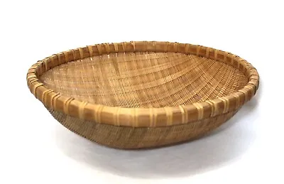 Winnowing Basket Wicker Rattan Woven 16  Round Bowl • $23.95