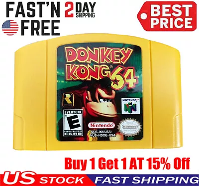 Yellow Donkey Kong N64 Video Game Cartridge For Nintendo N64 Console US Version • $17.92