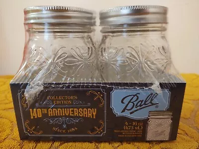 4 Pack New BALL 140th Anniversary Collectors Edition Mason Canning Pint Jars • $35