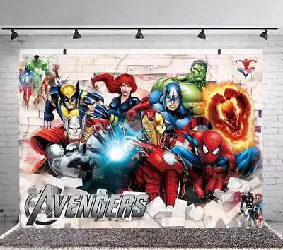 The Avengers Superhero Party Supplies Birthday Backdrop Banner Background 7x5ft • $25.66