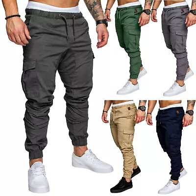 Men's Casual Joggers Pants Sweatpants Cargo Combat Loose Sport Workout Trousers • $15.98