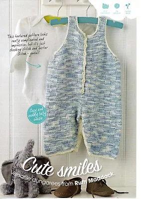 ~Pull-Out Baby Knitting Pattern For Cute Button-Front Dungarees ~ 0 ~ 21 Months • £1.80