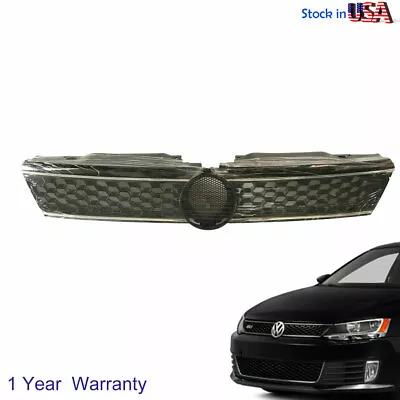 Gli Style Hex Mesh Front Grille Black W/Chrome Trim For 11-14 Vw Jetta Mk6 Sedan • $49.84