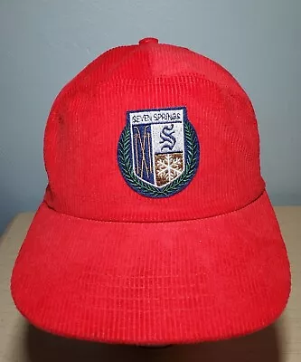 Vintage Seven Springs Mountain Ski Resort Corduroy Hat Snowboard Party Retro Cap • $24.95