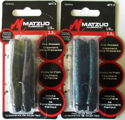 2 - MATZUO Ned Style Rigs - 5/Pk - 1/8 Oz. - Black/Blue & Green Pumpkin • $7.19