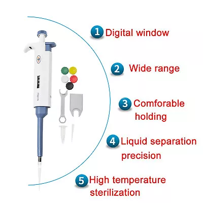 $15.99 • Buy 50-200ul Single Channel Pipette Lab Micropipette Adjustable Pipettors Transfer