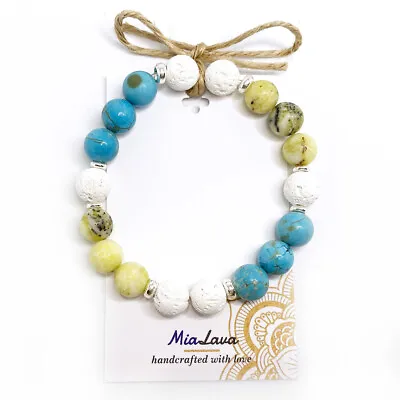 $25 • Buy MiaLava | CRYSTAL AROMATHERAPY DIFFUSER BRACELET - TURQUOISE DREAMS