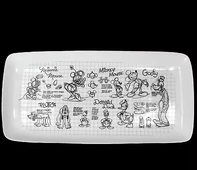 Disney Mickey Minnie Serving Tray Plate White Sketchbook Rectangular 13x7  New  • $28.49