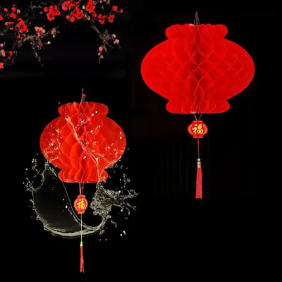 £6.95 • Buy Large Red Paper Lanterns Chinese NewYear Hanging Lantern Tassel Hang Party Decor