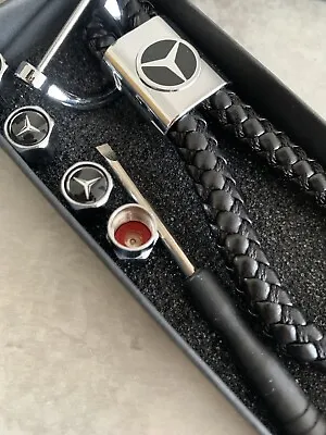 MERCEDES BENZ Luxury Leather Keyring Keychain Fob Gift Box UK New!🆕💙 • $11.14