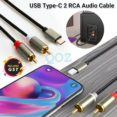 USB Type-C 2 RCA Audio Cable USB-C To 2RCA Jack Converter Adapter Cord • $6.78