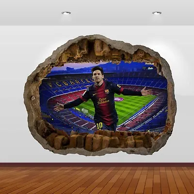 £10.99 • Buy Lionel Messi Nou Camp Football - Club Stadium 3D Smashed Wall Sticker Poster 794
