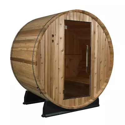 Salem 2-Person Outdoor Electric Heater Barrel Sauna In Rustic Cedar • $6288.86