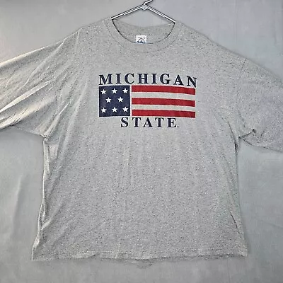 Michigan State University USA Flag Long Sleeve T-Shirt Mens 2XL Grey • $10.77