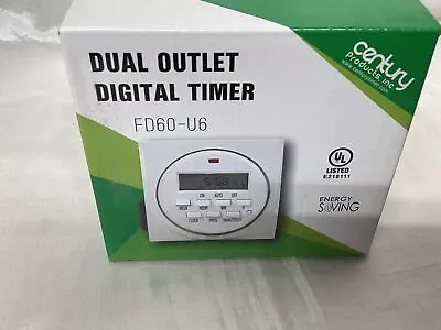 Century Outlet Digital Time FD60-U6 NIB 7 Day Progrtammable Dual Outlet Timer • $15.50