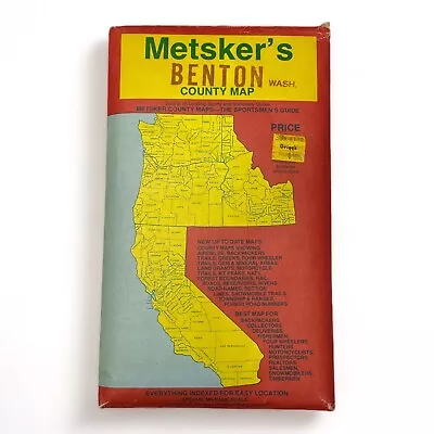 Metsker's Map Benton County Washington 1980s The Sportsmen's Pocket Guide • $6.95