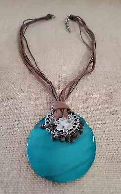 Vintage Coldwater Creek Mother Of Pearl 18  Necklace Blue/brown/silver • $14.95