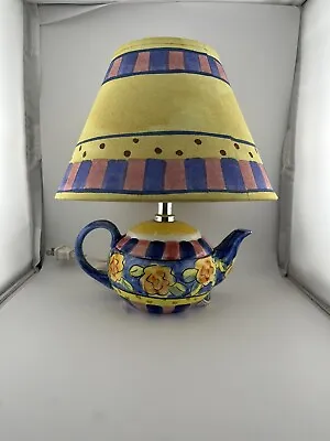 Vtg Porcelain Hand Painted Teapot Lamp W Shade Pansies Electric Small Country • $29.99