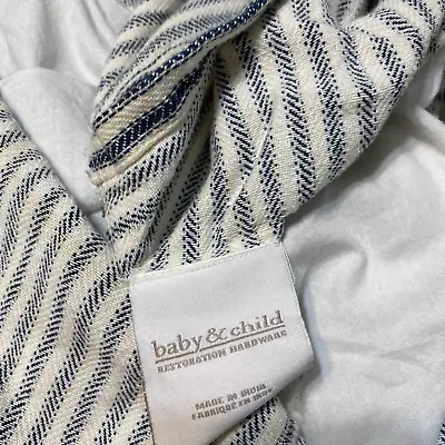 Baby & Child Restoration Hardware Navy Cream Striped Crib Dust Ruffle Bed Skirt • $38.99