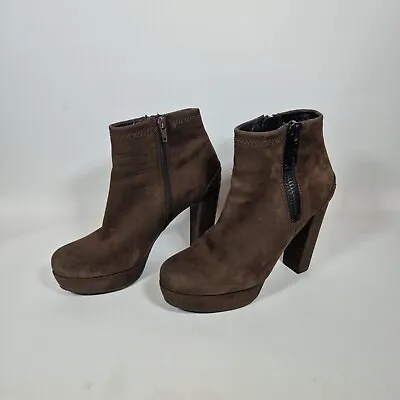 Kennel Schmenger Ankle Boots Size Uk 4.5 Brown Suede  High Heel Zipped Sides • £29.99