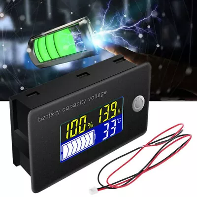 Battery Capacity Monitor 10-100V Battery Meter 12V 24V 48V Percentage Voltage • $7.99