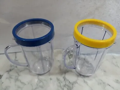 Magic Bullet Blender Set Of 2 Clear Party Mugs With Color Rings • $8.99